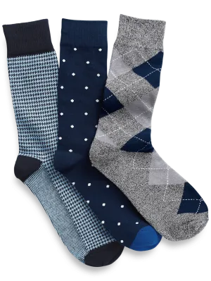3 Pack Cotton Blend Sock - Navy Multi
