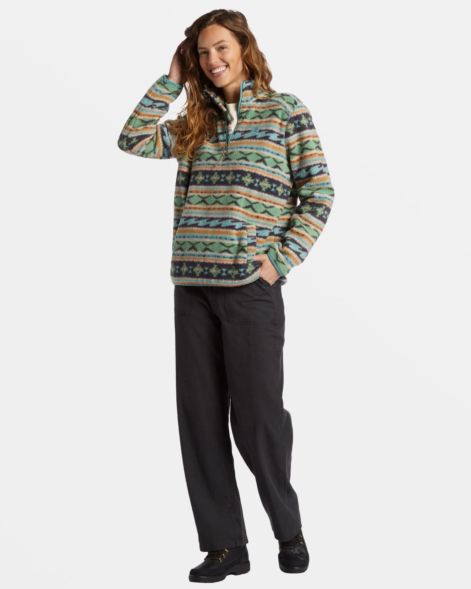 A/Div Boundary Mock 3 Half-Zip Pullover Sweatshirt - Salty Sage Billabong