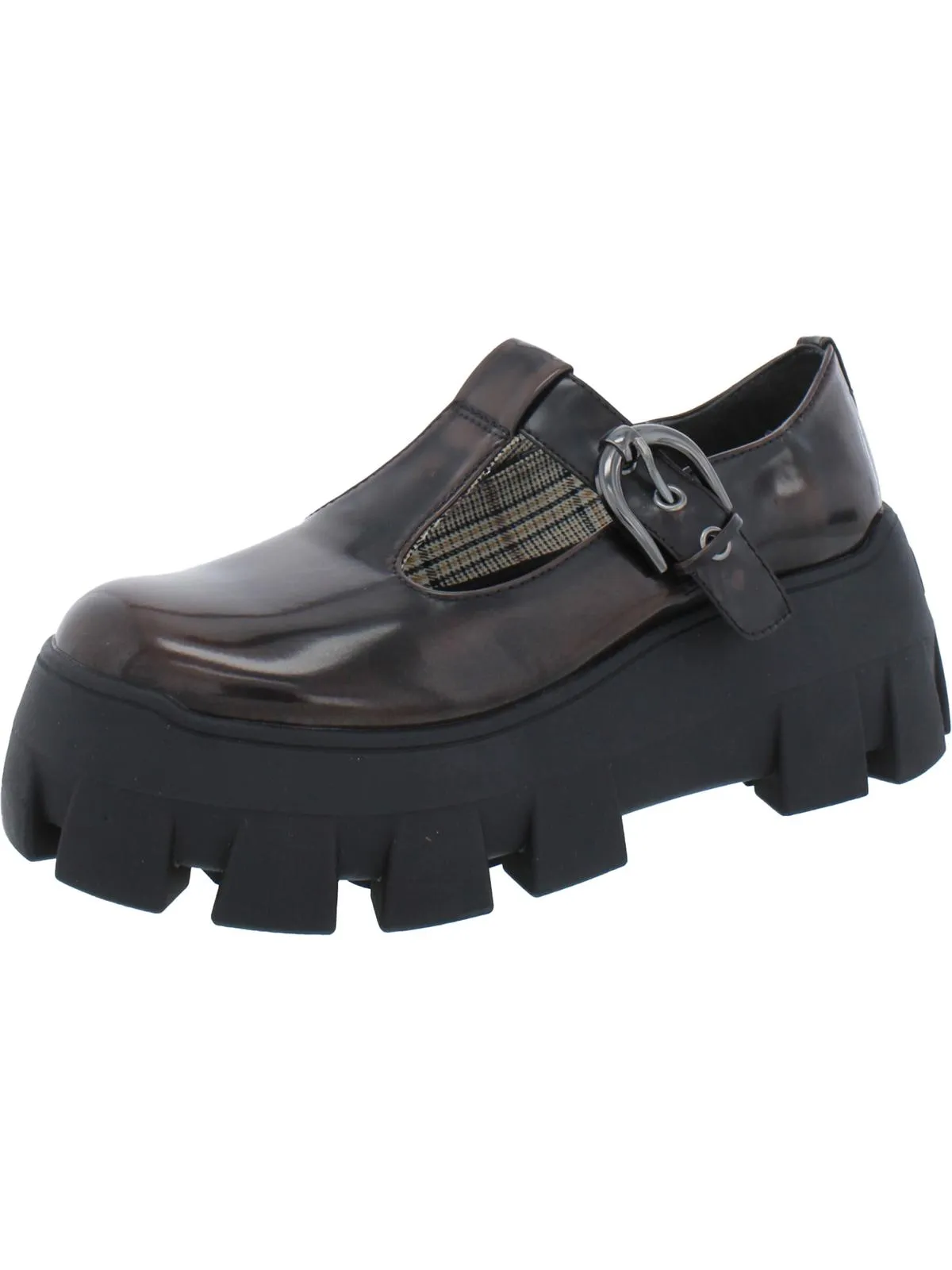 Amy Womens Faux Leather Mary Jane Platform Heels