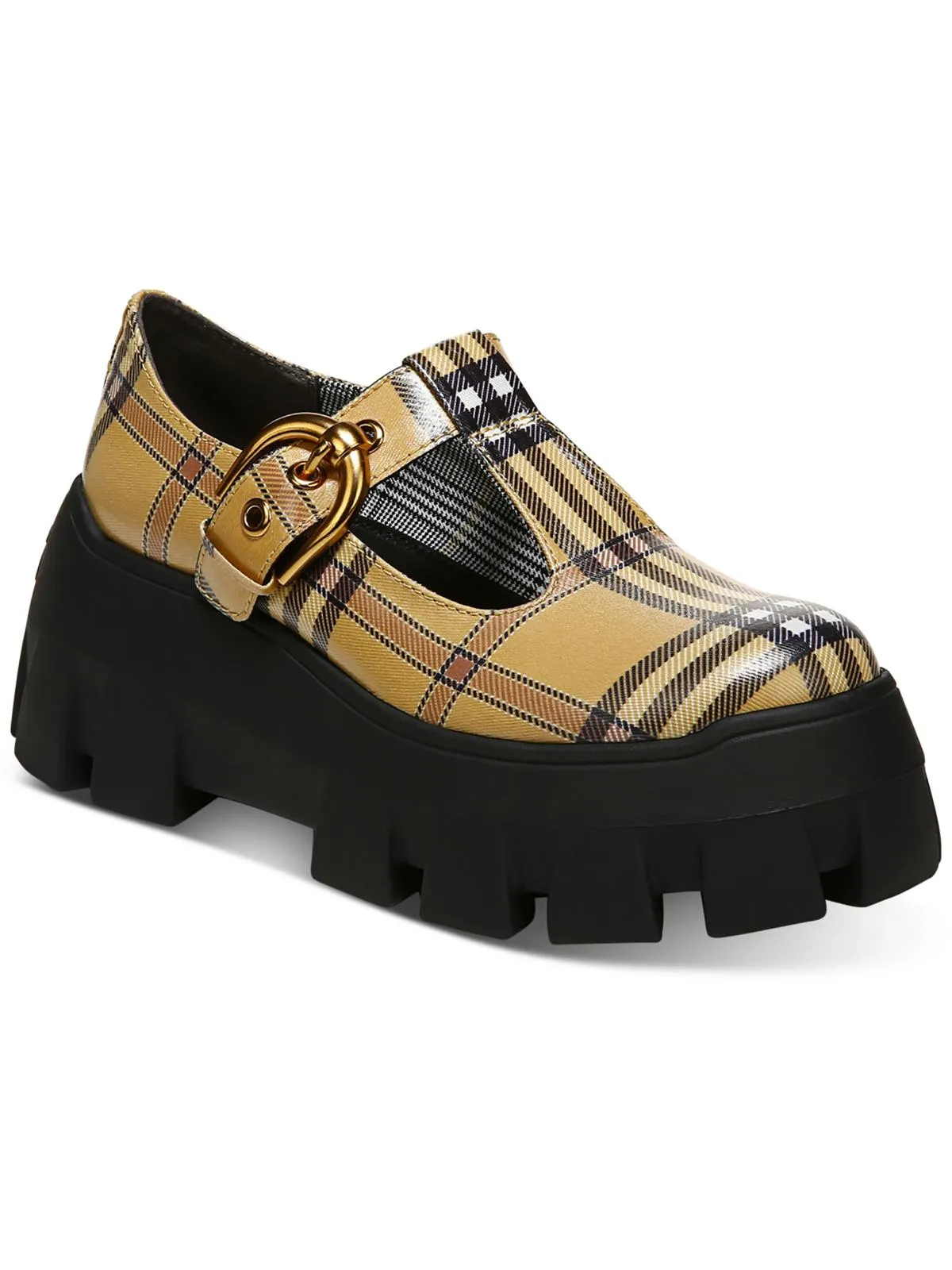 Amy Womens Faux Leather Mary Jane Platform Heels