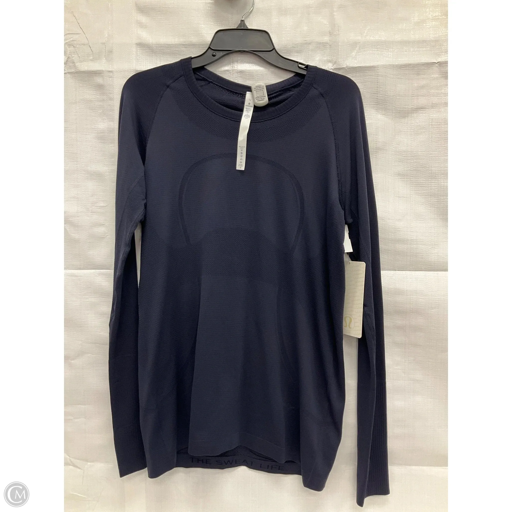 Athletic Top Long Sleeve Collar By Lululemon In Blue, Size: 12