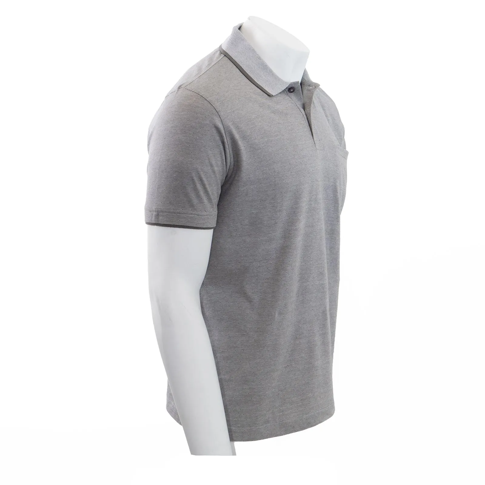 Austin Reed Men Cotton Light Grey Polka Dot Polo Shirts Short Sleeve Casual Jersey Tops