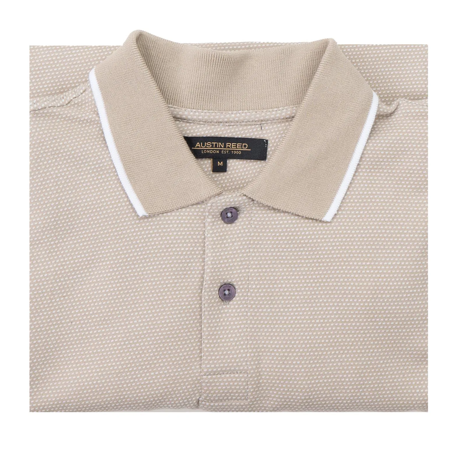 Austin Reed Men Cotton Sand Beige Polo Shirts Short Sleeve Casual Jersey Tops