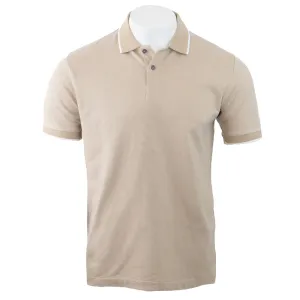 Austin Reed Men Cotton Sand Beige Polo Shirts Short Sleeve Casual Jersey Tops