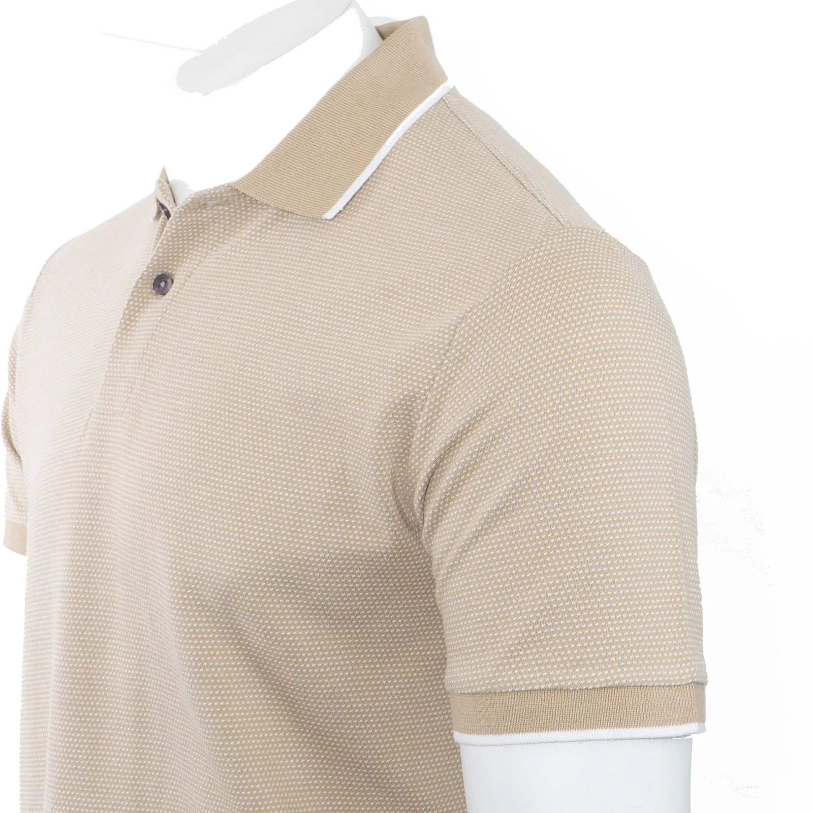 Austin Reed Men Cotton Sand Beige Polo Shirts Short Sleeve Casual Jersey Tops