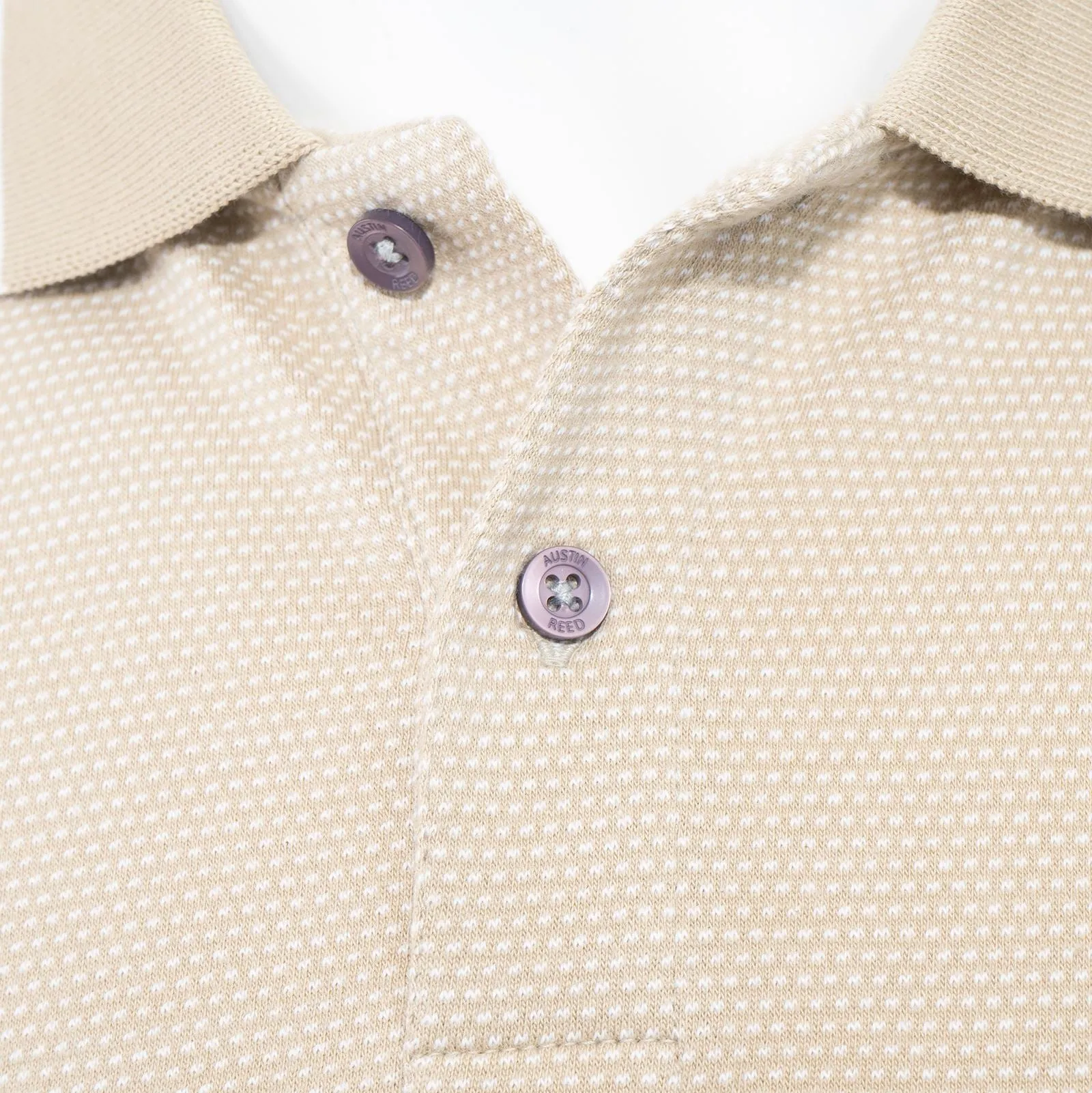 Austin Reed Men Cotton Sand Beige Polo Shirts Short Sleeve Casual Jersey Tops