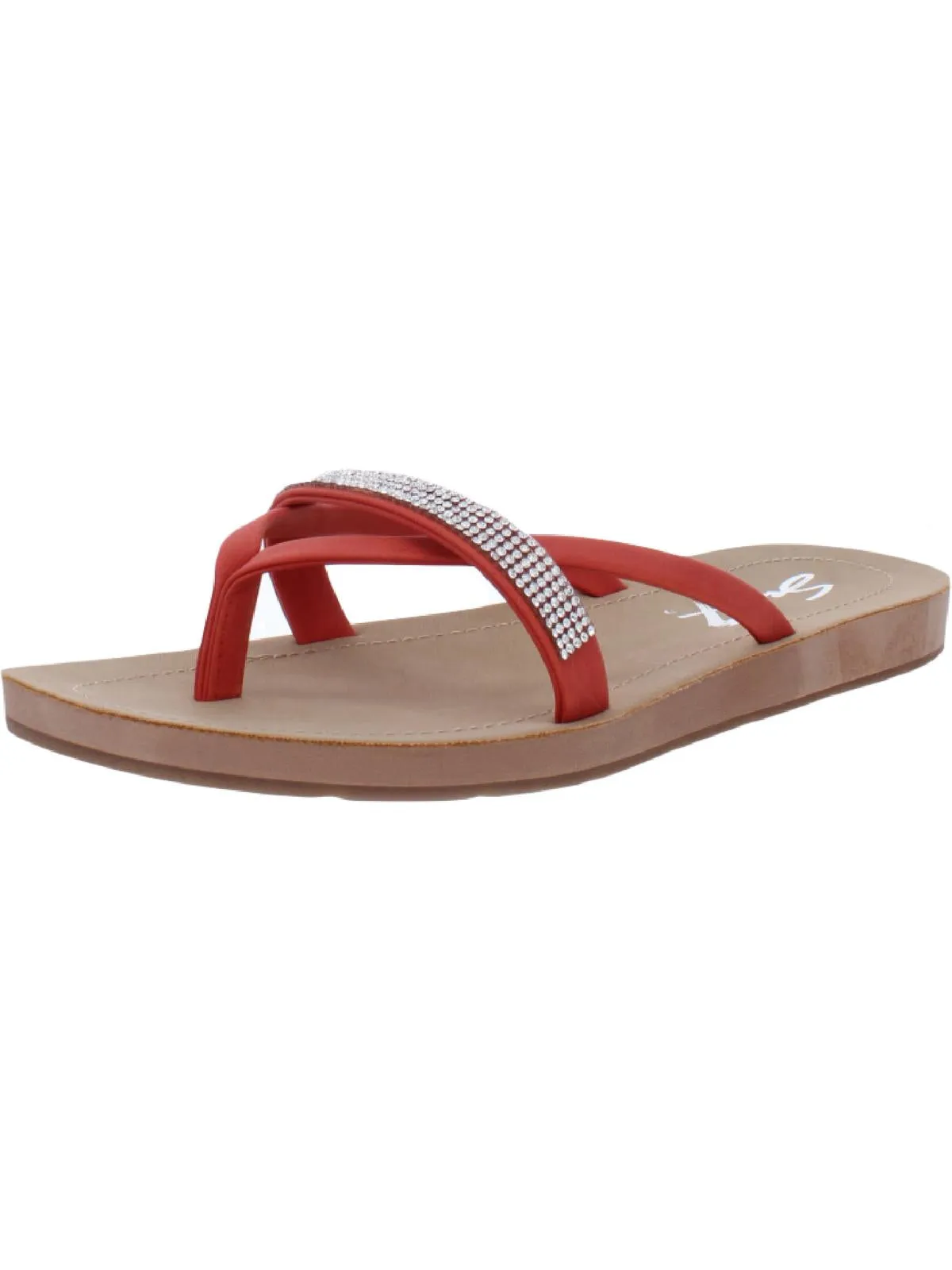Bondi Caramel Womens Faux Leather Embellished Thong Sandals