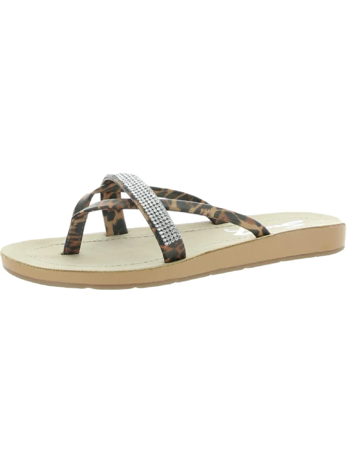 Bondi Caramel Womens Faux Leather Embellished Thong Sandals