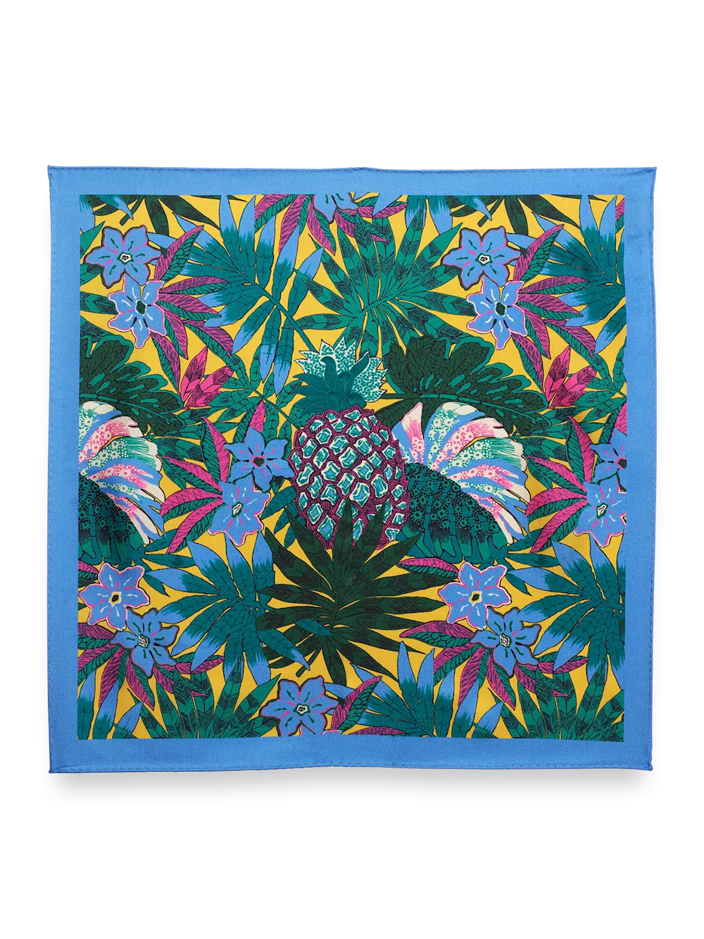 Botanical Silk Pocket Square - Yellow Multi