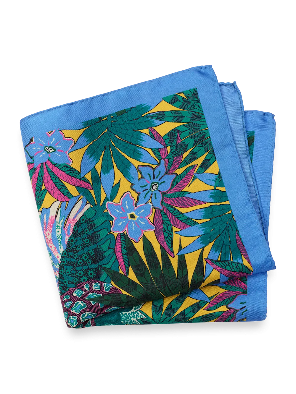 Botanical Silk Pocket Square - Yellow Multi