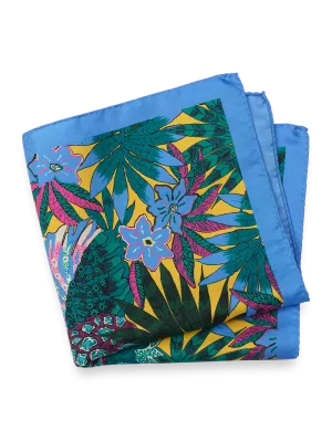 Botanical Silk Pocket Square - Yellow Multi