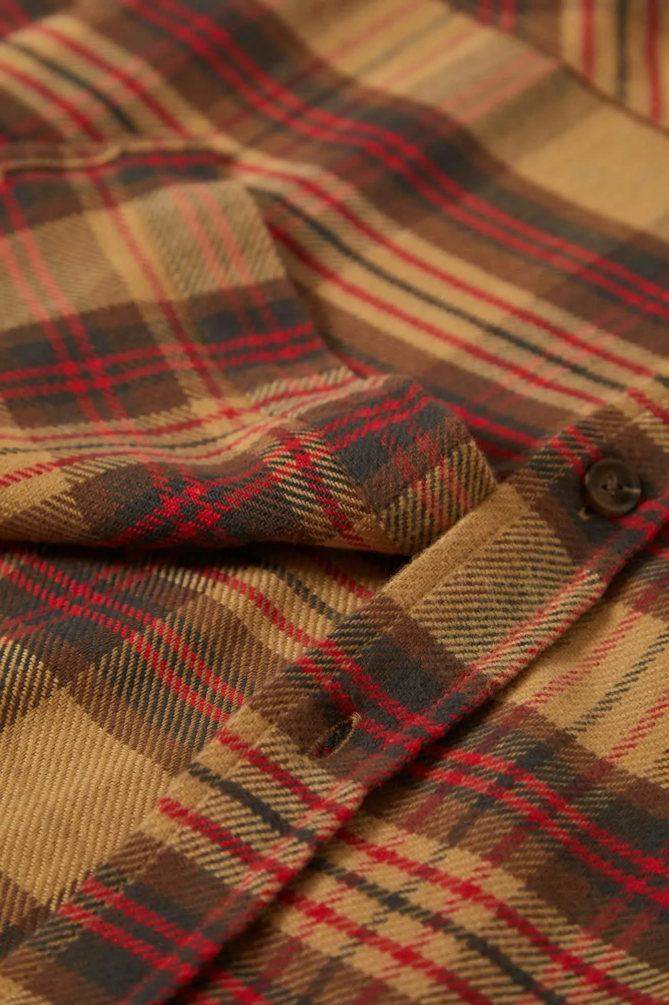 Bowery L/S Flannel - Curry/Washed Black/Crimson Brixton