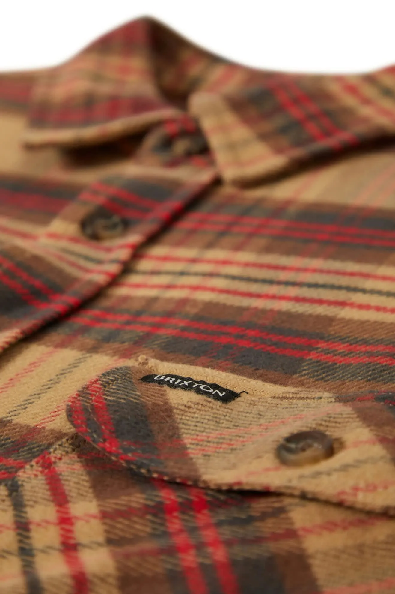 Bowery L/S Flannel - Curry/Washed Black/Crimson Brixton