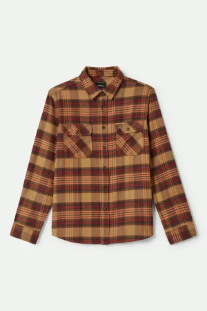 Bowery L/S Flannel - Curry/Washed Black/Crimson Brixton