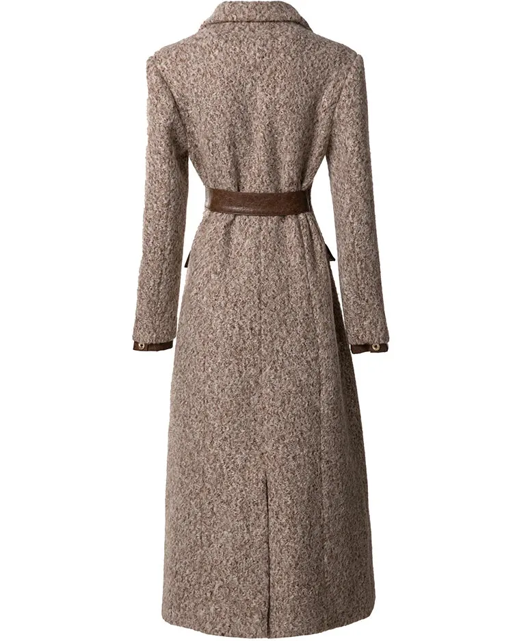Brown Vintage Style Single Breasted Long Sleeve Overcoat (Slim) Anna Kay Co