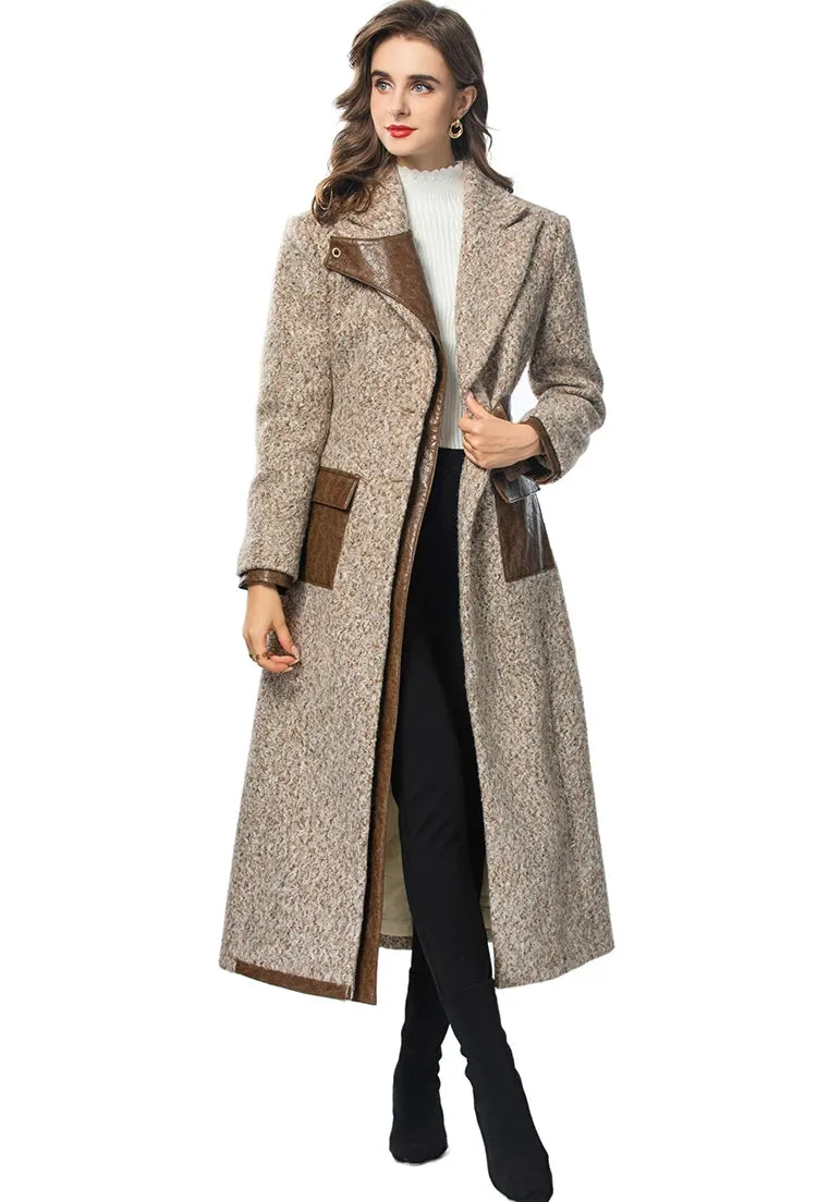 Brown Vintage Style Single Breasted Long Sleeve Overcoat (Slim) Anna Kay Co