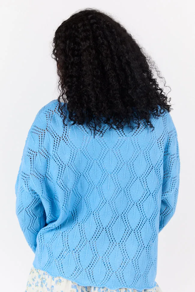By The Bay Blue Open Knit Sweater