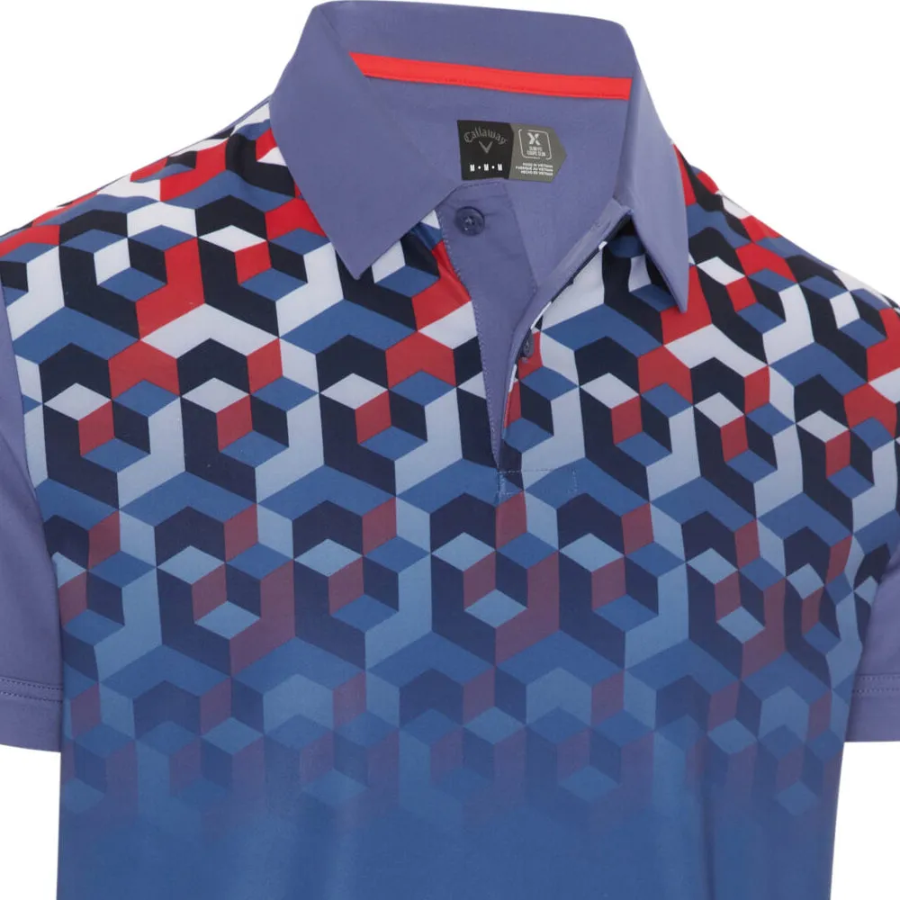 Callaway Ombre 3D Chev Geo Polo Shirt - Bijou Blue