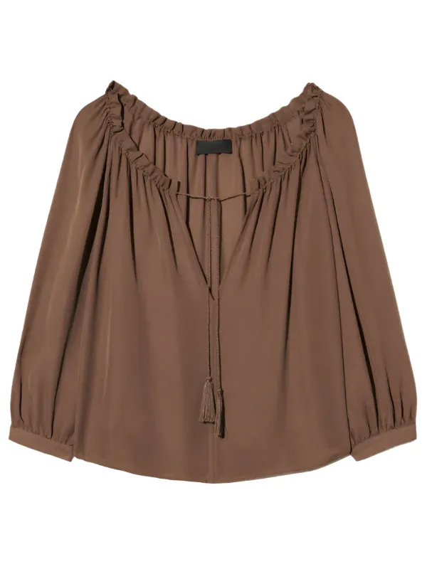 Carley Silk Blouse in Taupe
