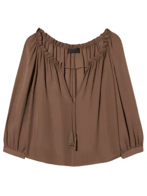 Carley Silk Blouse in Taupe