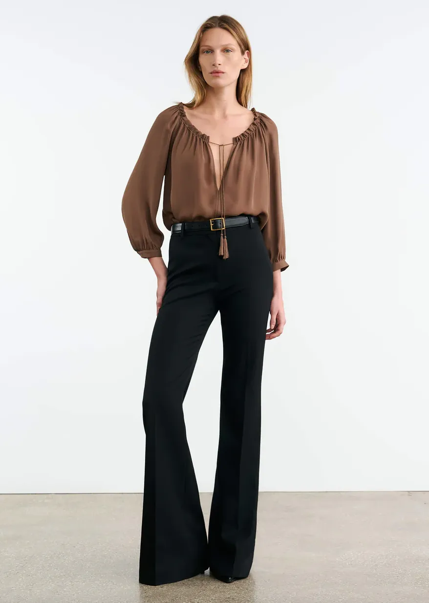 Carley Silk Blouse in Taupe