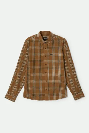 Charter Linen Blend L/S Shirt - Washed Copper/Whitecap Plaid Brixton
