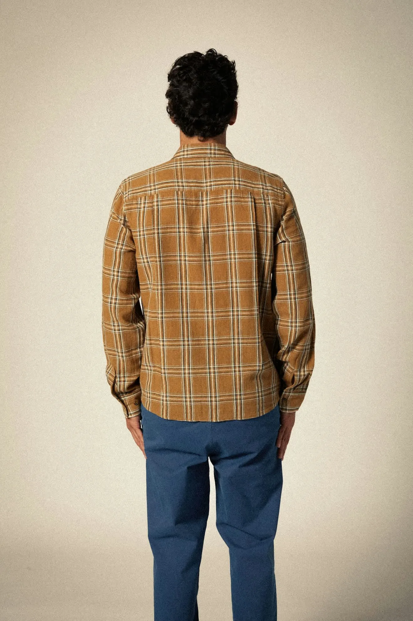 Charter Linen Blend L/S Shirt - Washed Copper/Whitecap Plaid Brixton