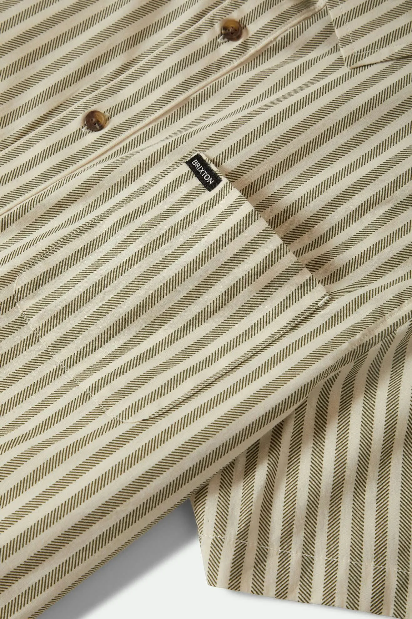 Charter Print S/S Shirt - Whitecap/Ivy Green Stripe Brixton