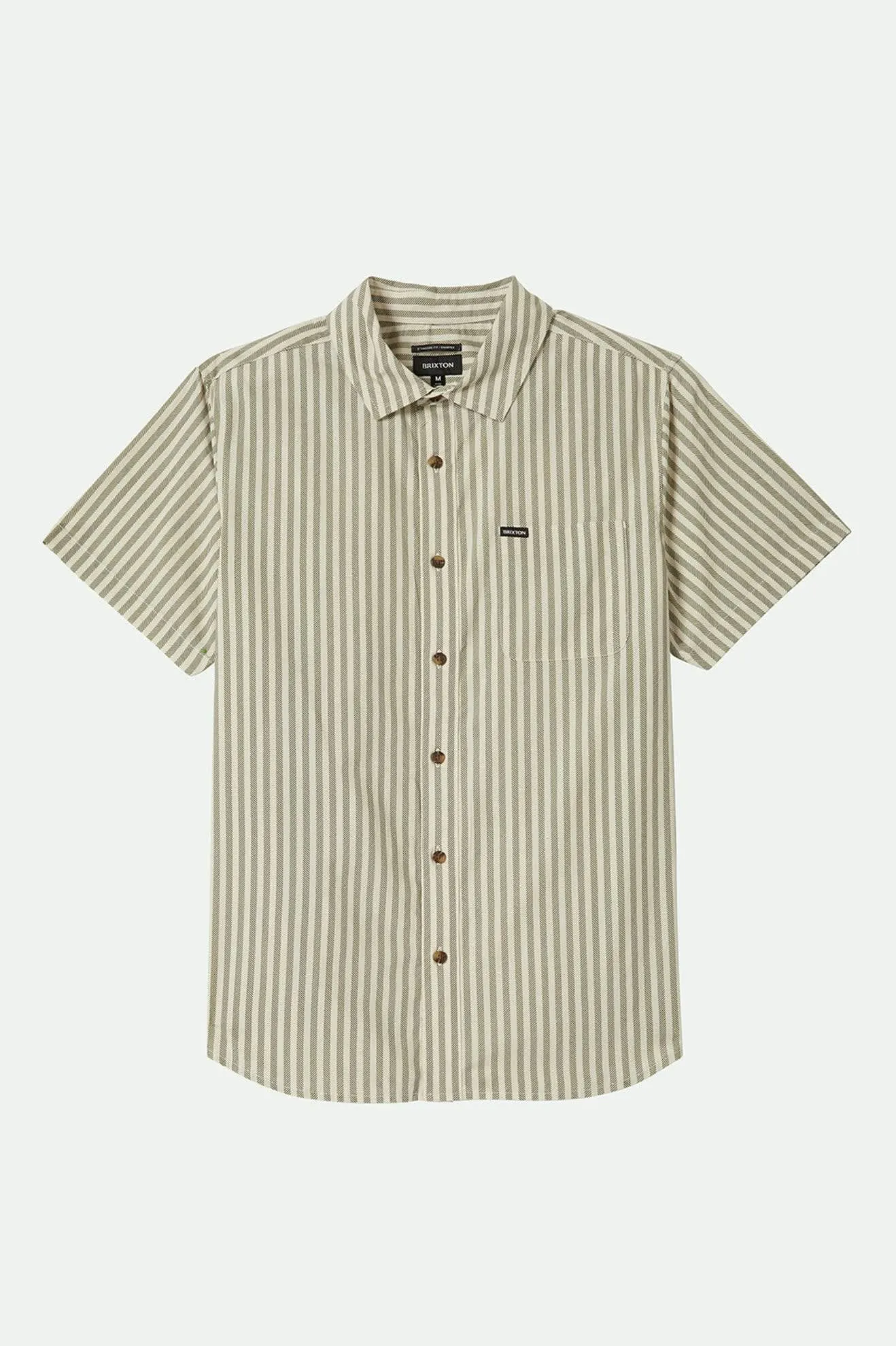 Charter Print S/S Shirt - Whitecap/Ivy Green Stripe Brixton