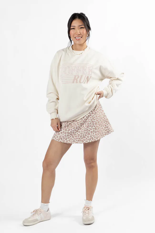 Coffee Run Leopard Cream Graphic Sweatshirt SALE