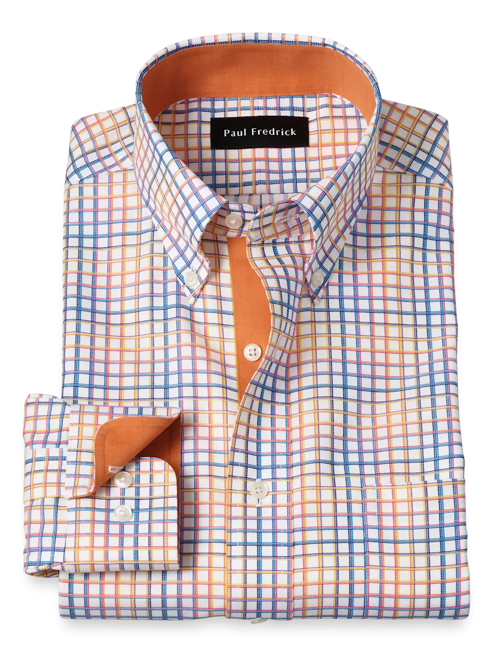Comfort Stretch Non-Iron Check Dress Shirt With Contrast Trim - Multi