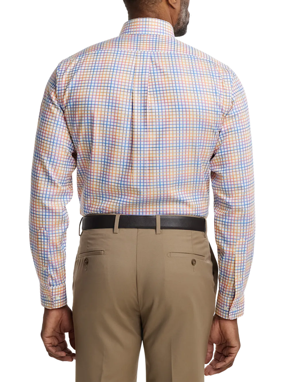 Comfort Stretch Non-Iron Check Dress Shirt With Contrast Trim - Multi