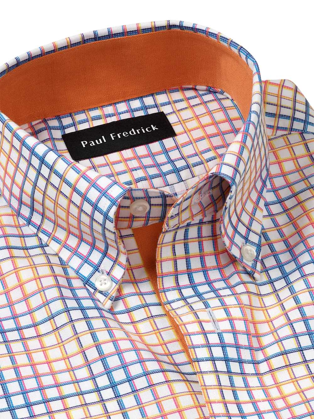 Comfort Stretch Non-Iron Check Dress Shirt With Contrast Trim - Multi