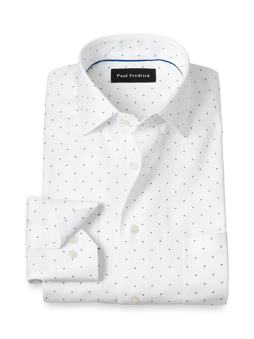 Comfort Stretch Non-Iron Geometric Dress Shirt - White/blue
