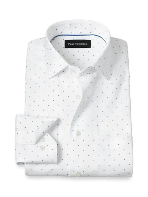 Comfort Stretch Non-Iron Geometric Dress Shirt - White/blue