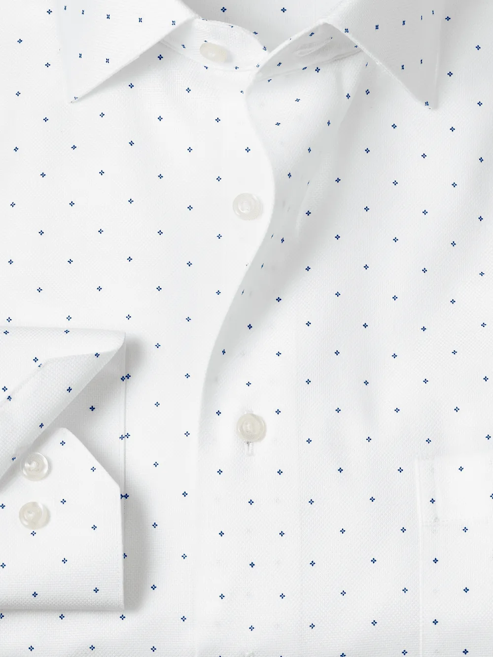Comfort Stretch Non-Iron Geometric Dress Shirt - White/blue