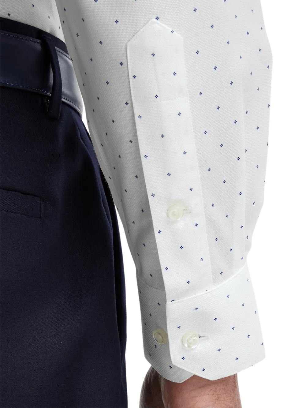 Comfort Stretch Non-Iron Geometric Dress Shirt - White/blue