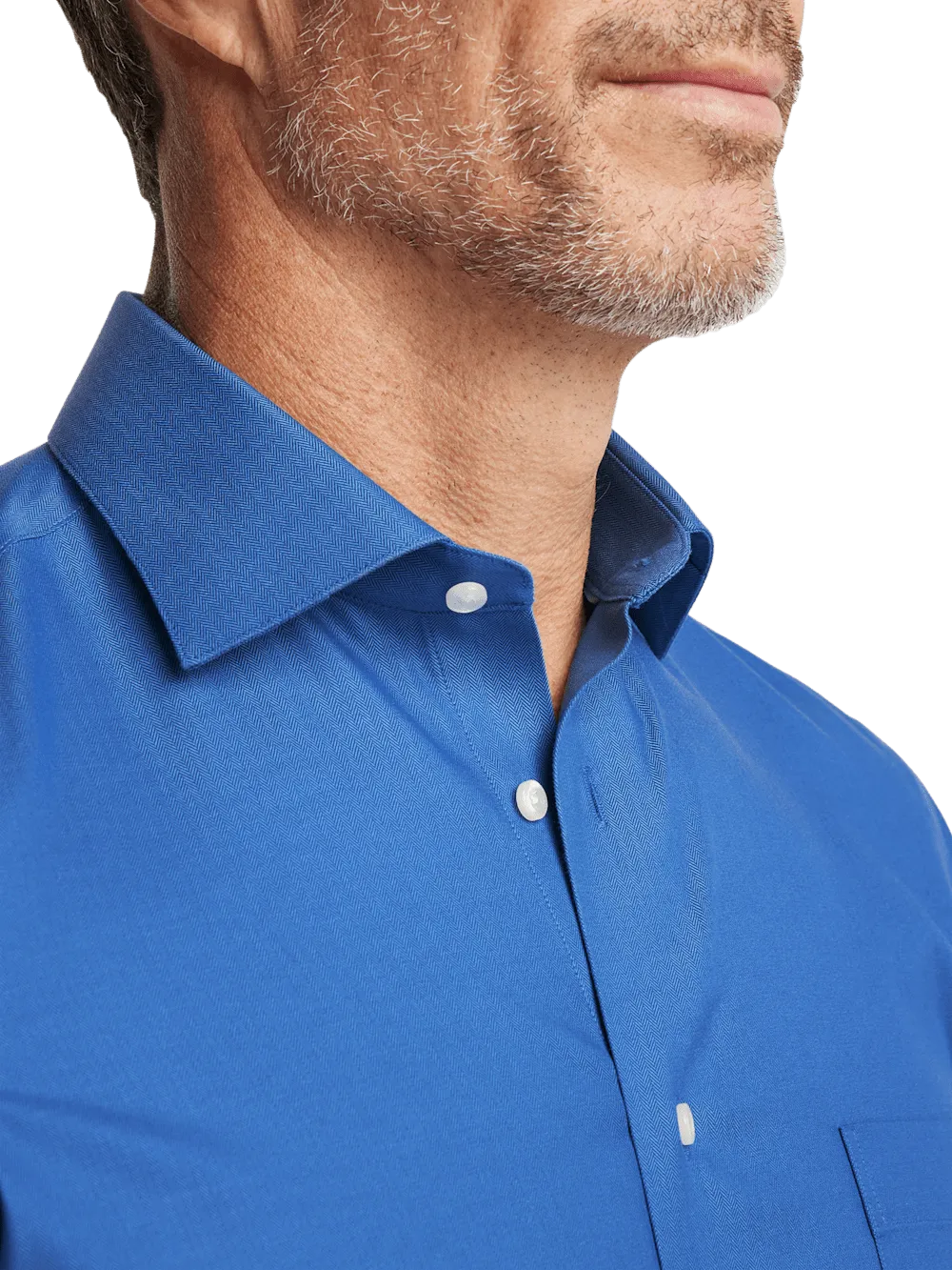 Comfort Stretch Non-Iron Herringbone Dress Shirt - Cobalt