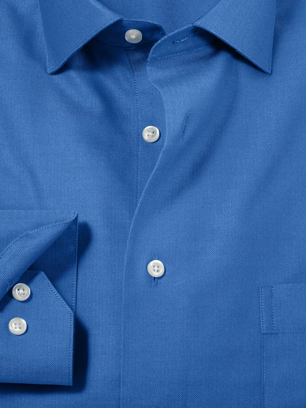 Comfort Stretch Non-Iron Herringbone Dress Shirt - Cobalt