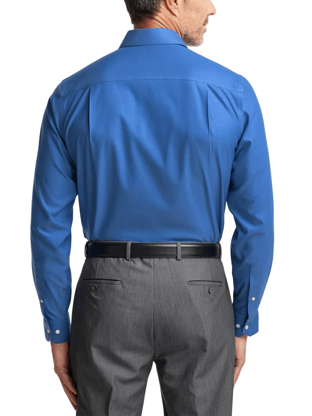 Comfort Stretch Non-Iron Herringbone Dress Shirt - Cobalt