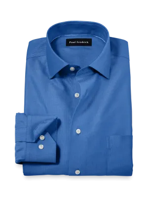 Comfort Stretch Non-Iron Herringbone Dress Shirt - Cobalt