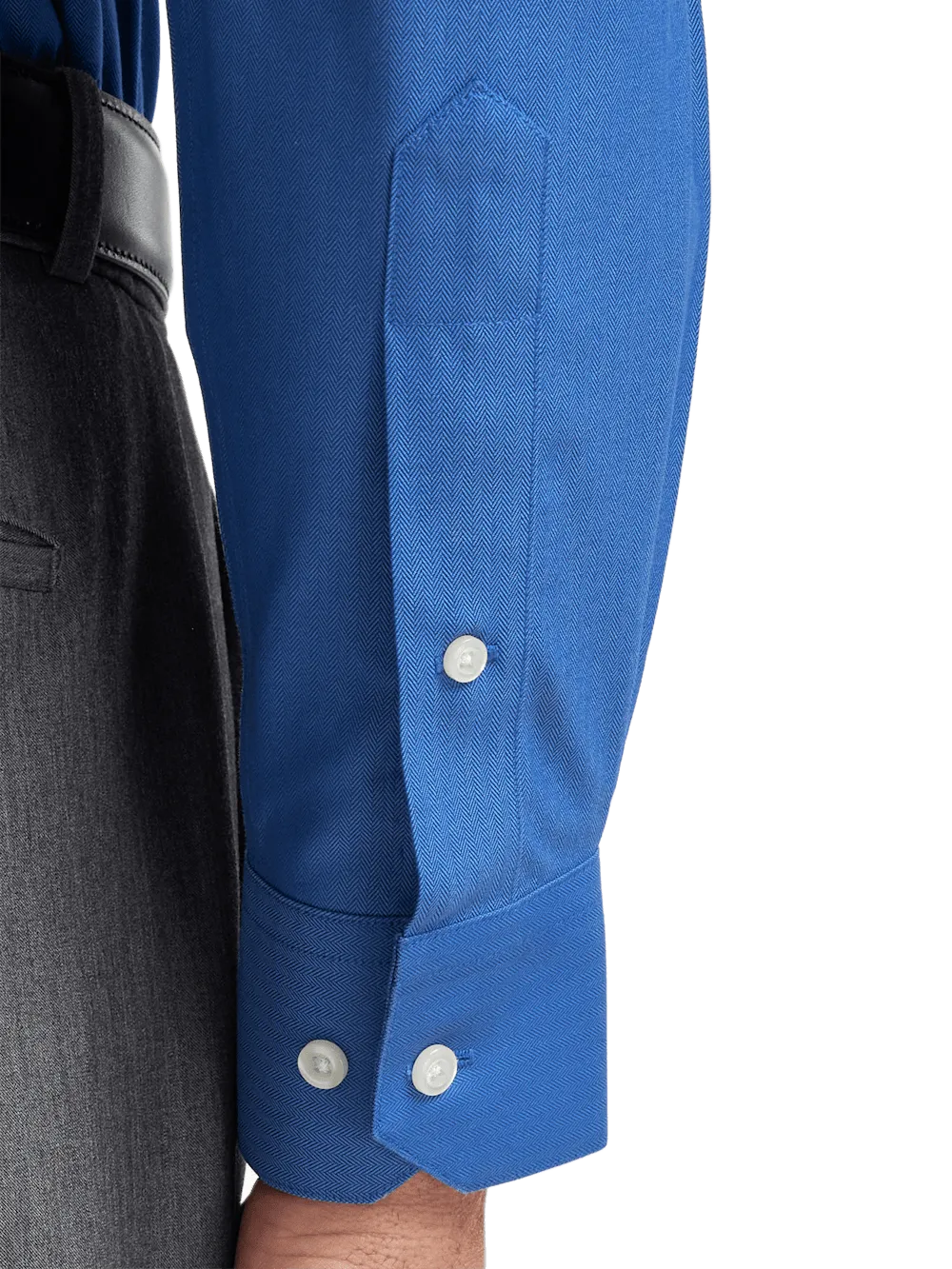 Comfort Stretch Non-Iron Herringbone Dress Shirt - Cobalt
