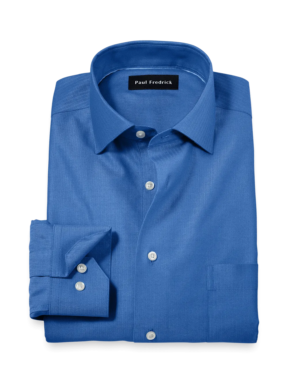 Comfort Stretch Non-Iron Herringbone Dress Shirt - Cobalt