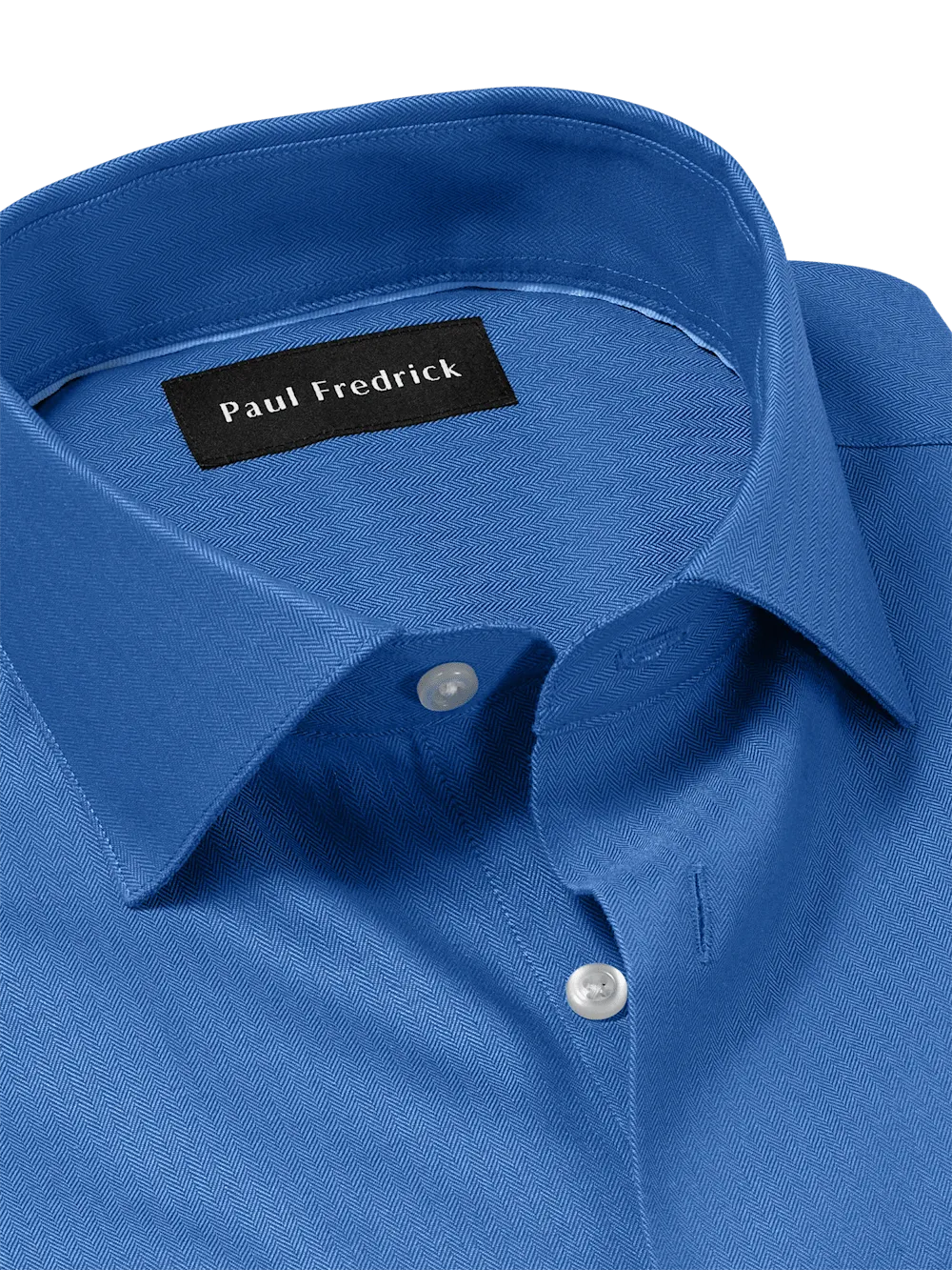 Comfort Stretch Non-Iron Herringbone Dress Shirt - Cobalt