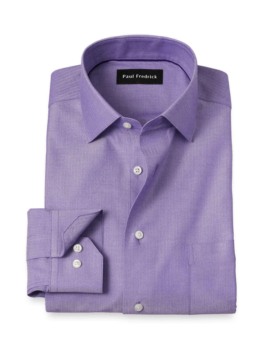 Comfort Stretch Non-Iron Herringbone Dress Shirt - Purple