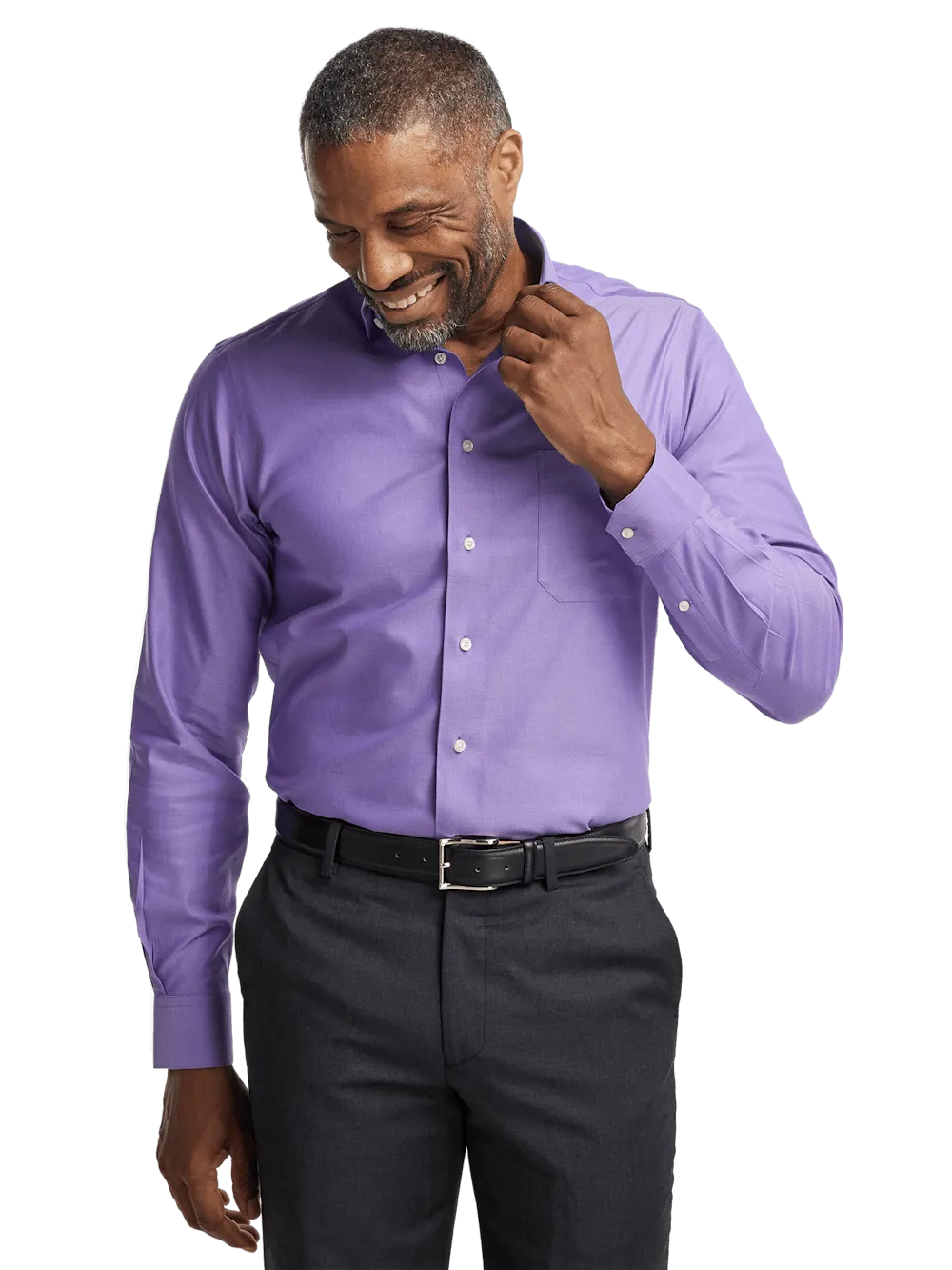 Comfort Stretch Non-Iron Herringbone Dress Shirt - Purple