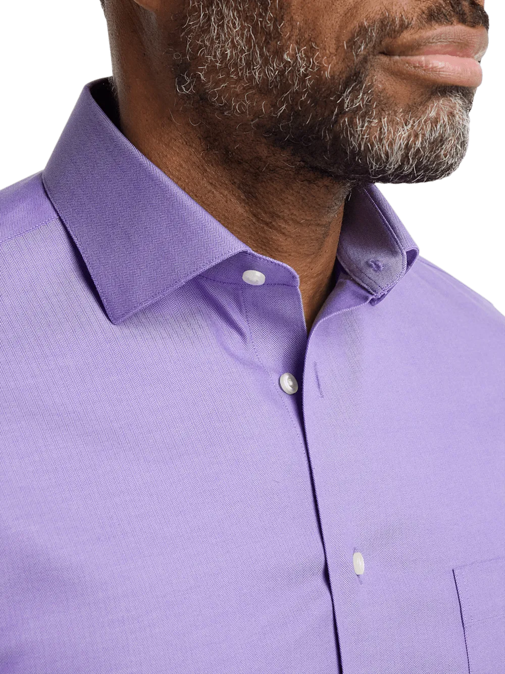 Comfort Stretch Non-Iron Herringbone Dress Shirt - Purple
