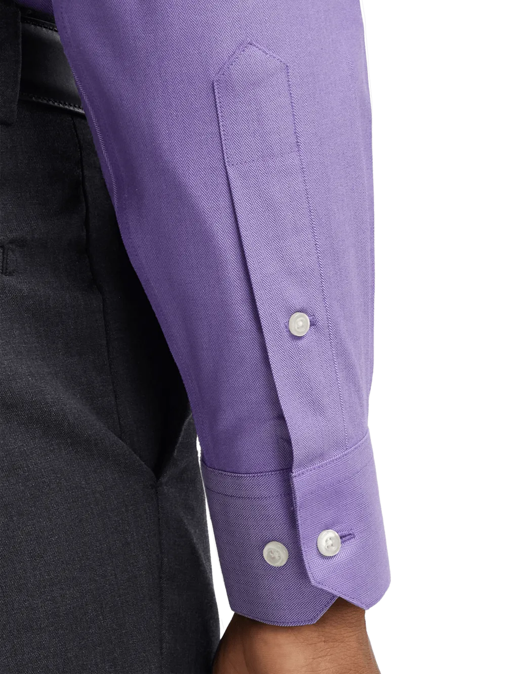 Comfort Stretch Non-Iron Herringbone Dress Shirt - Purple