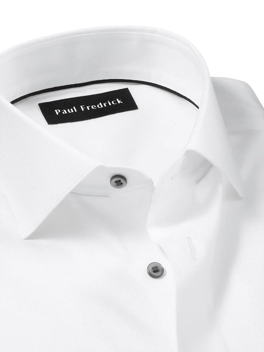 Comfort Stretch Non-Iron Herringbone Dress Shirt - White/black