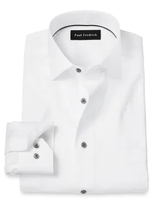 Comfort Stretch Non-Iron Herringbone Dress Shirt - White/black